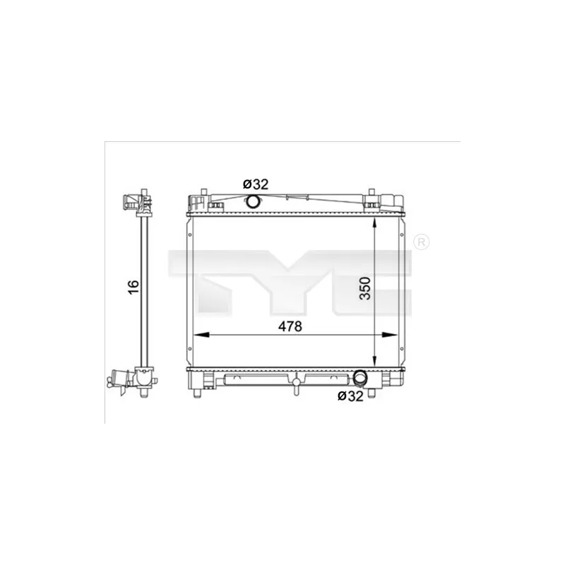Radiateur, refroidissement du moteur TYC 736-0001
