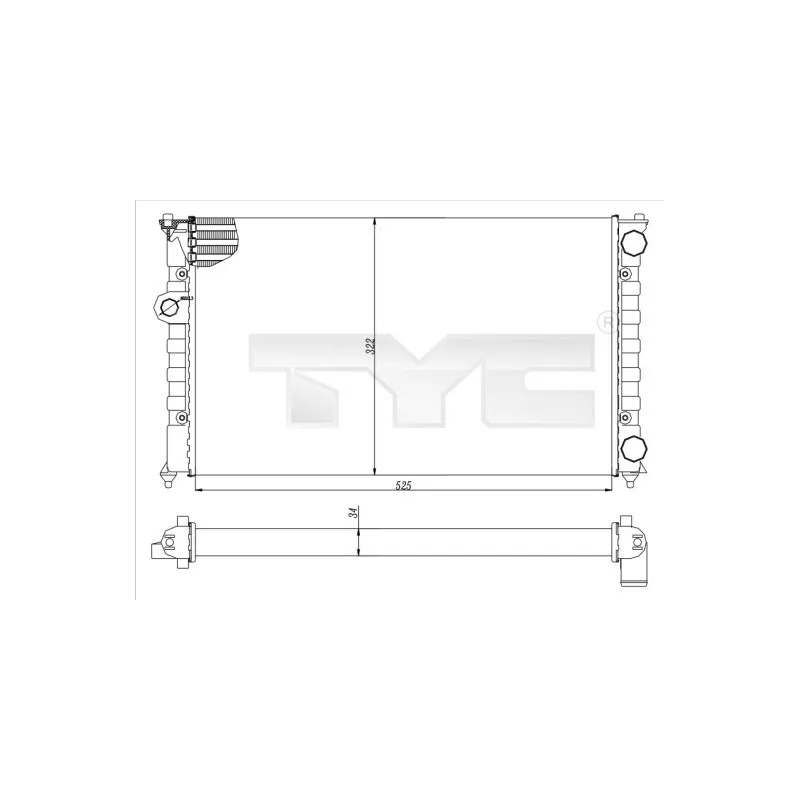 Radiateur, refroidissement du moteur TYC 737-0016