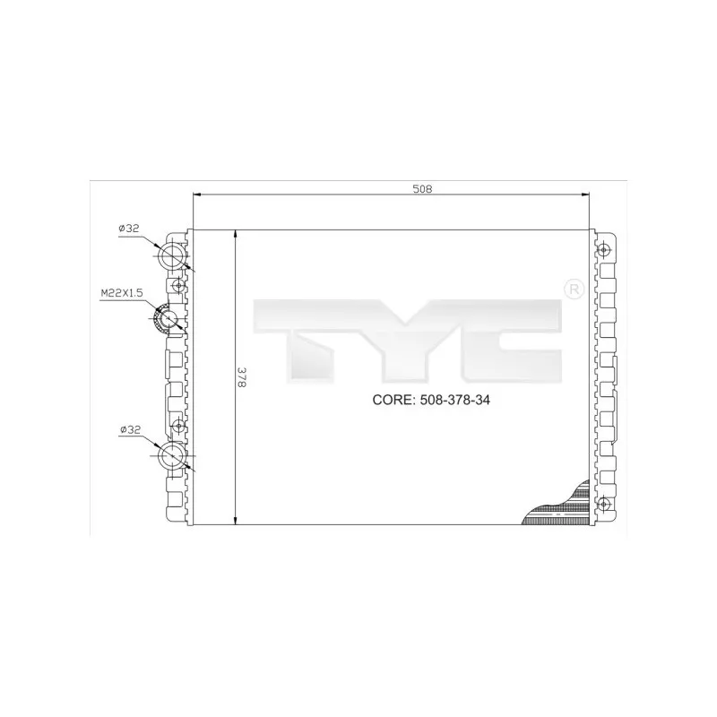 Radiateur, refroidissement du moteur TYC 737-0024