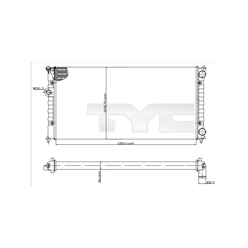 Radiateur, refroidissement du moteur TYC 737-0029