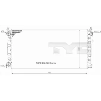 Radiateur, refroidissement du moteur TYC 737-0034-R