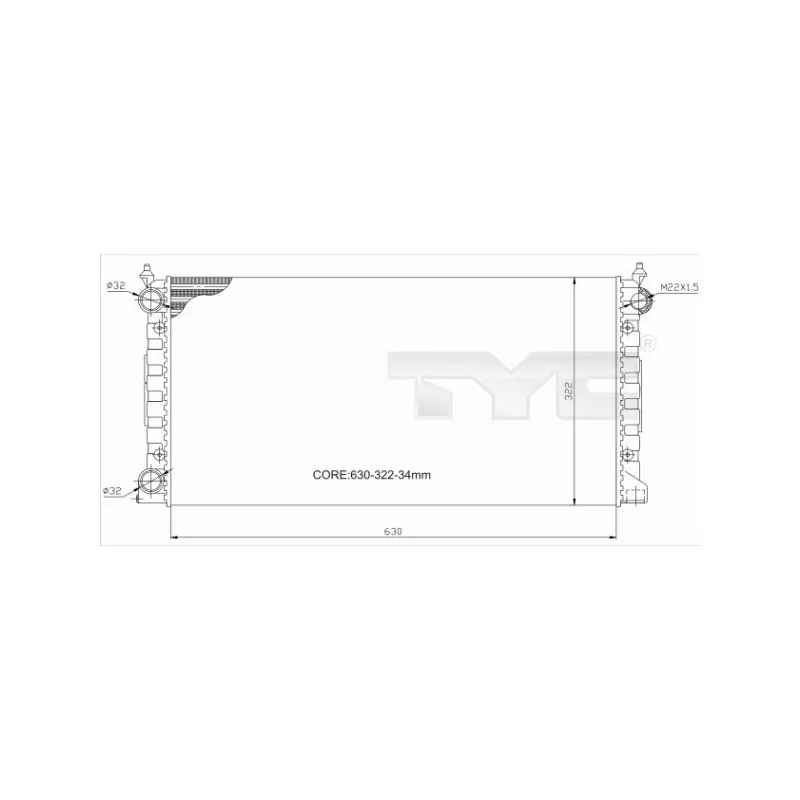 Radiateur, refroidissement du moteur TYC 737-0034-R