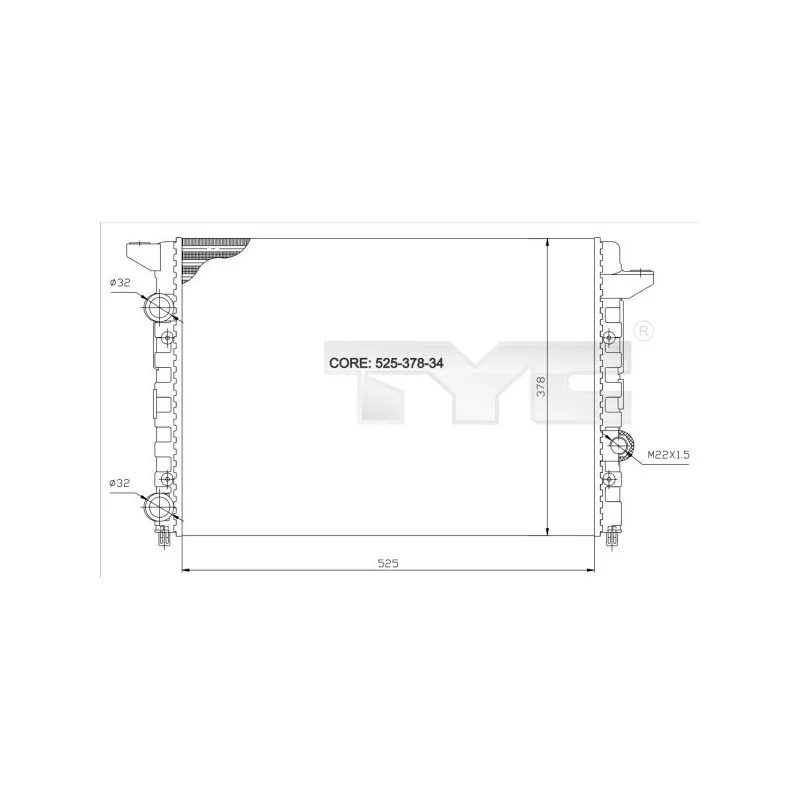 Radiateur, refroidissement du moteur TYC 737-0037