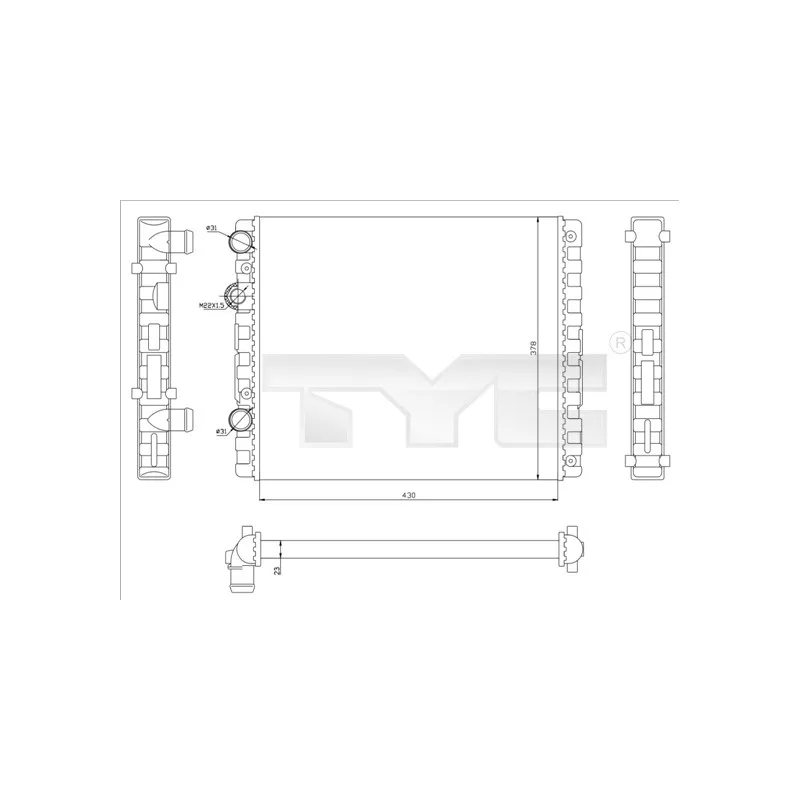 Radiateur, refroidissement du moteur TYC 737-0040