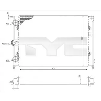 Radiateur, refroidissement du moteur TYC 737-0050