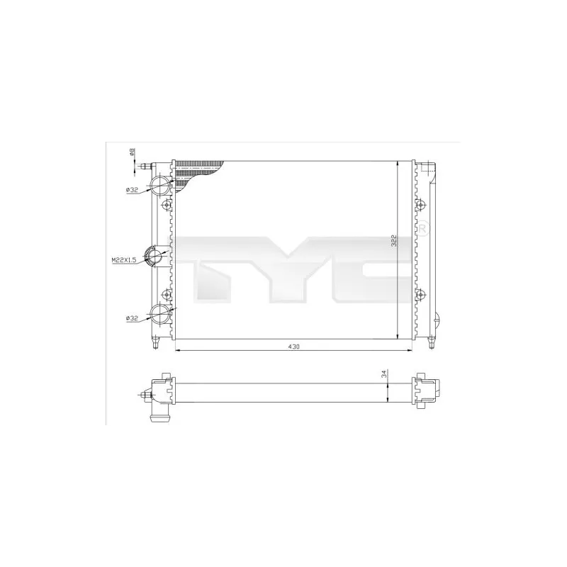 Radiateur, refroidissement du moteur TYC 737-0050