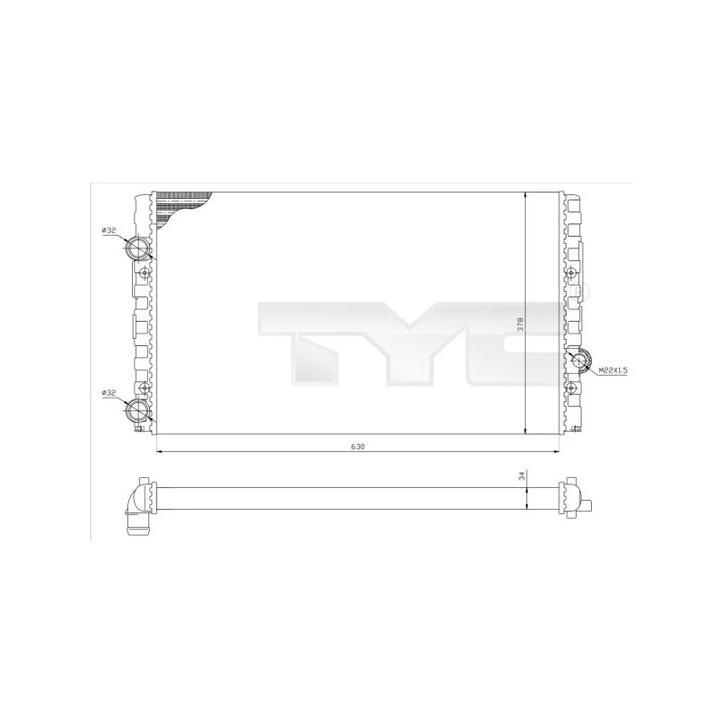 Radiateur, refroidissement du moteur TYC 737-0051-R