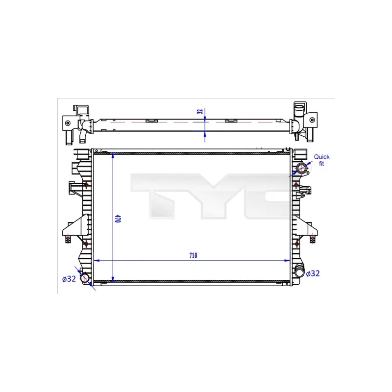 Radiateur, refroidissement du moteur TYC 737-0060-R