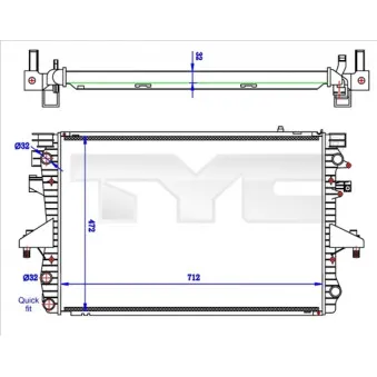 Radiateur, refroidissement du moteur TYC 737-0061-R