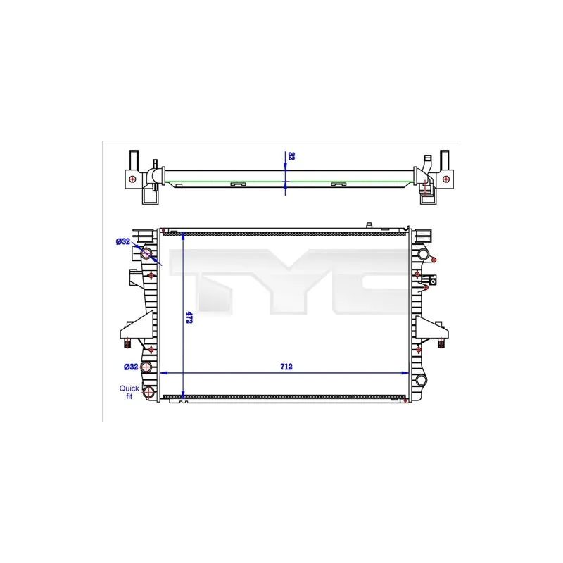 Radiateur, refroidissement du moteur TYC 737-0061-R