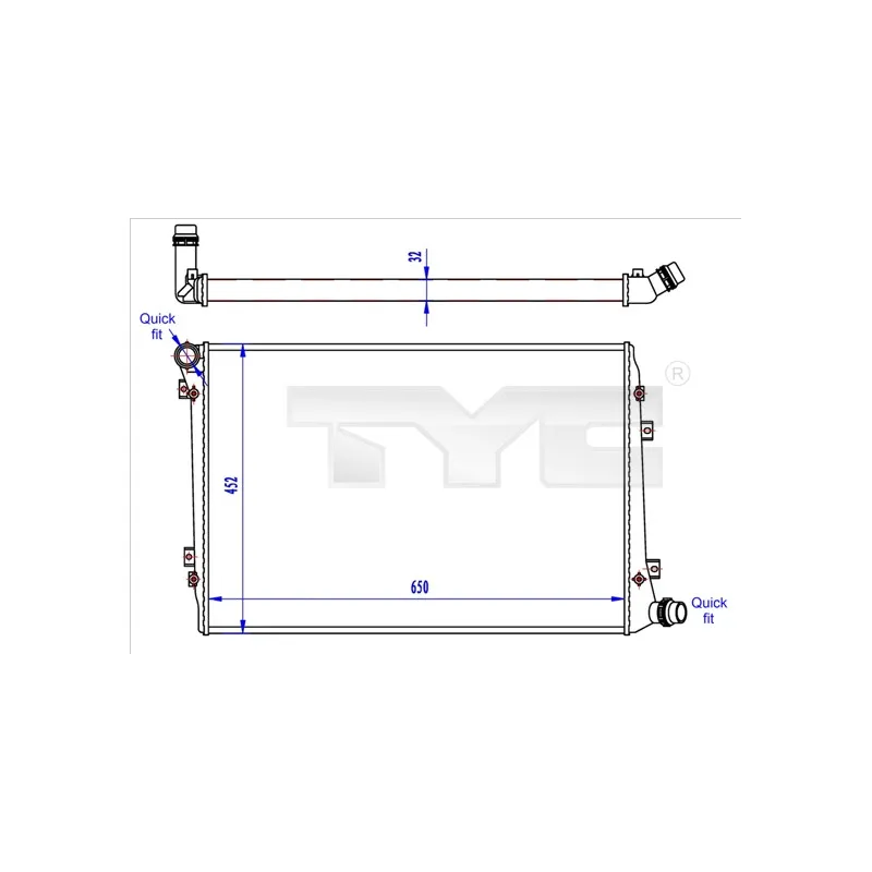 Radiateur, refroidissement du moteur TYC 737-0062-R