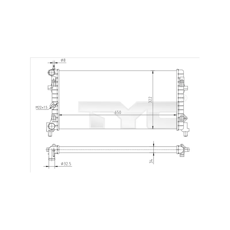 Radiateur, refroidissement du moteur TYC 737-0064-R
