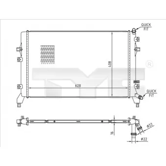 Radiateur, refroidissement du moteur TYC 737-0066
