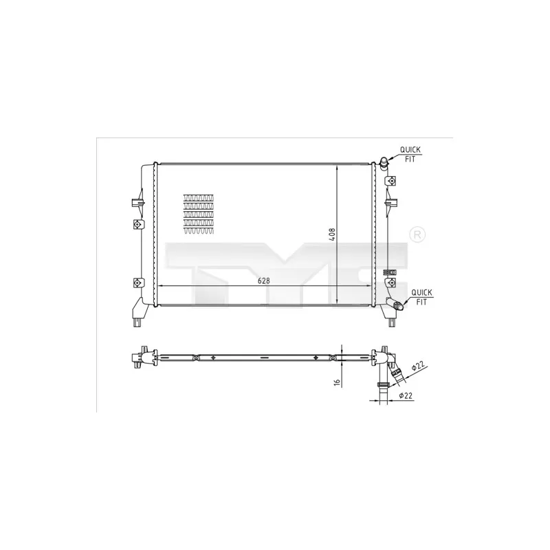 Radiateur, refroidissement du moteur TYC 737-0066