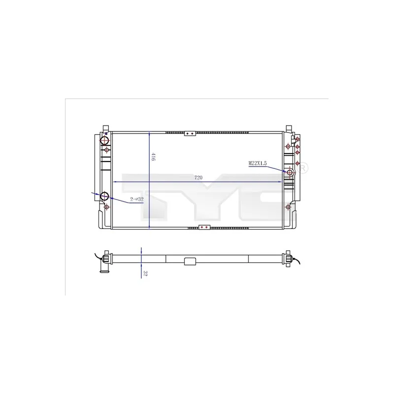 Radiateur, refroidissement du moteur TYC 737-0068-R