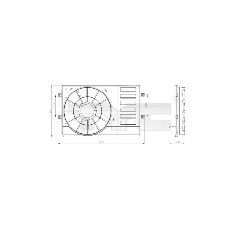 Support, ventilateur de radiateur TYC 837-0034-1