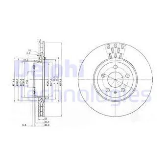 Jeu de 2 disques de frein avant DELPHI BG2512C