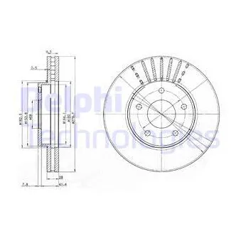 Jeu de 2 disques de frein avant DELPHI BG3816C