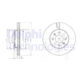 Jeu de 2 disques de frein avant DELPHI BG4096C