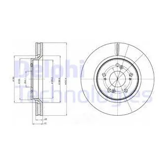 Jeu de 2 disques de frein avant DELPHI BG4250C
