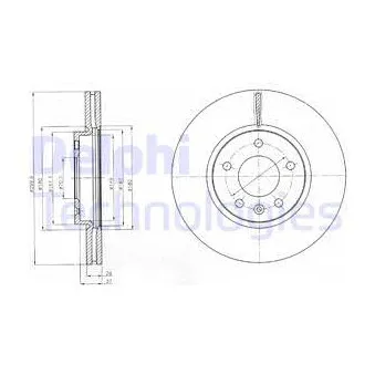 Jeu de 2 disques de frein avant DELPHI BG4278C