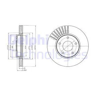 Jeu de 2 disques de frein avant DELPHI BG4282C