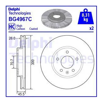 Jeu de 2 disques de frein avant DELPHI BG4967C