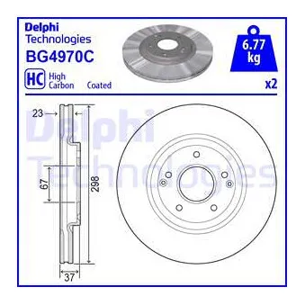 Jeu de 2 disques de frein avant DELPHI BG4970C