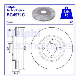 Jeu de 2 disques de frein avant DELPHI