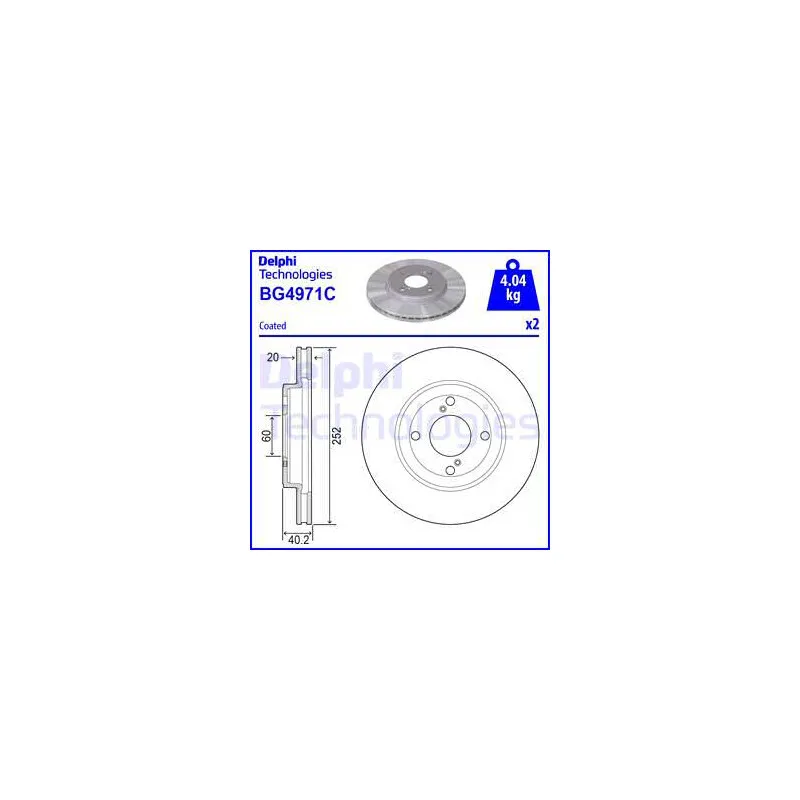Jeu de 2 disques de frein avant DELPHI BG4971C