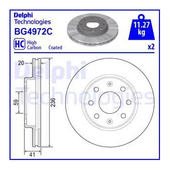 Jeu de 2 disques de frein avant DELPHI BG4972C