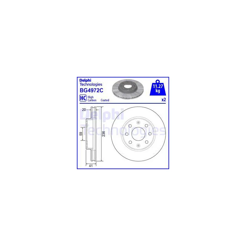 Jeu de 2 disques de frein avant DELPHI BG4972C