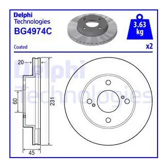 Jeu de 2 disques de frein avant DELPHI BG4974C