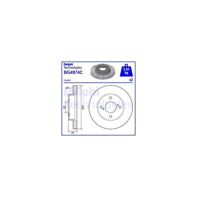 Jeu de 2 disques de frein avant DELPHI BG4974C