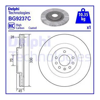 Jeu de 2 disques de frein avant DELPHI BG9237C