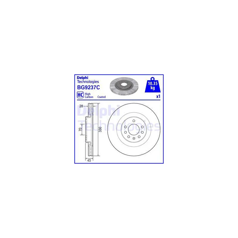 Jeu de 2 disques de frein avant DELPHI BG9237C
