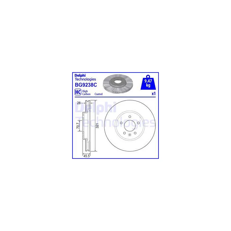 Jeu de 2 disques de frein avant DELPHI BG9238C