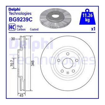 Jeu de 2 disques de frein avant DELPHI