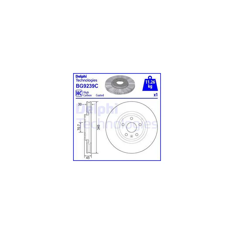 Jeu de 2 disques de frein avant DELPHI BG9239C