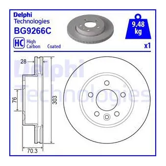 Jeu de 2 disques de frein avant DELPHI BG9266C