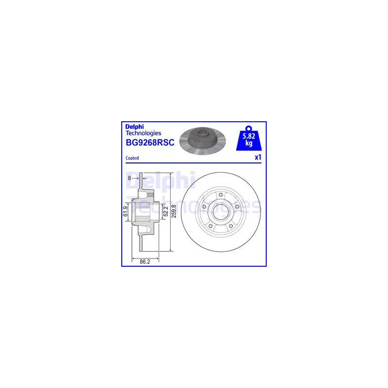 Jeu de 2 disques de frein arrière DELPHI BG9268RSC