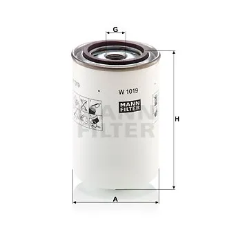 Filtre, système hydraulique de travail MANN-FILTER W 1019