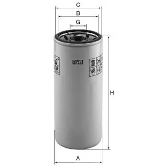 Filtre, système hydraulique de travail MANN-FILTER W 1245/3 x