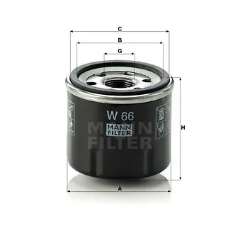Filtre à huile MANN-FILTER W 66