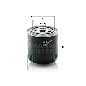 Filtre à huile MANN-FILTER W 920/23