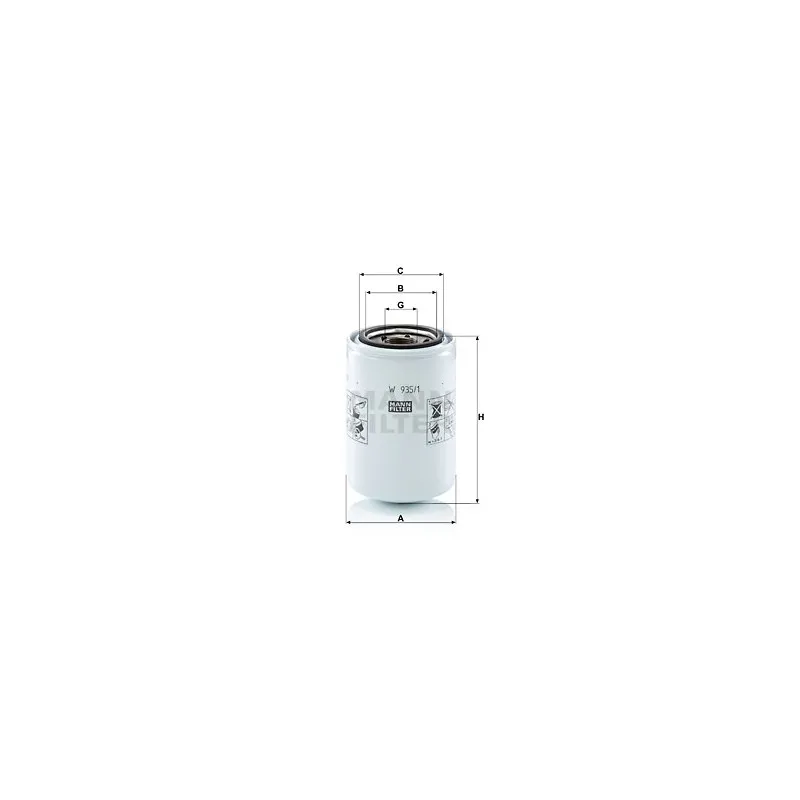 Filtre, système hydraulique de travail MANN-FILTER W 935/1