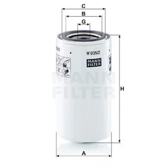 Filtre, système hydraulique de travail MANN-FILTER W 935/2