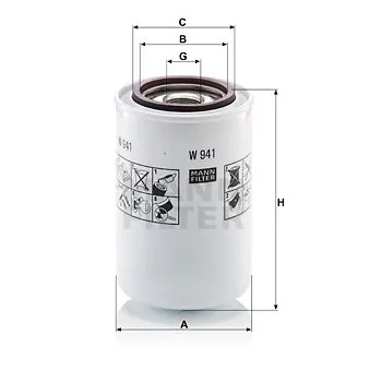 Filtre hydraulique, boîte automatique MANN-FILTER W 941