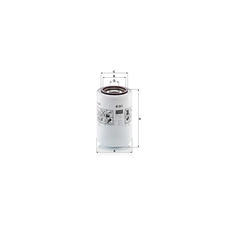 Filtre hydraulique, boîte automatique MANN-FILTER W 941