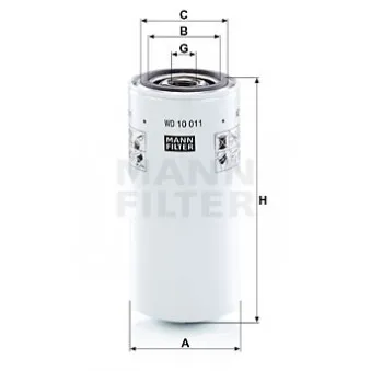 Filtre, système hydraulique de travail MANN-FILTER WD 10 011
